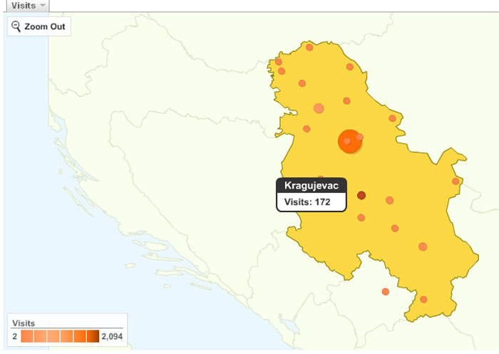 mapa poseta po gradovima
